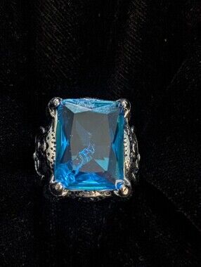 Royal Lilies Cross Ring‎ Zirconia Stone Seal Ring Real 925 Silver